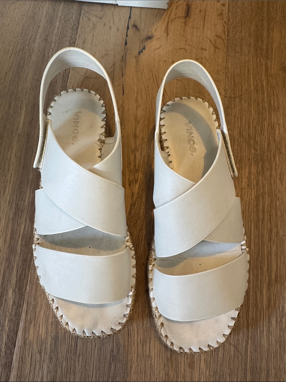 Vince White Strappy Sandals - Comfortable Slip-On